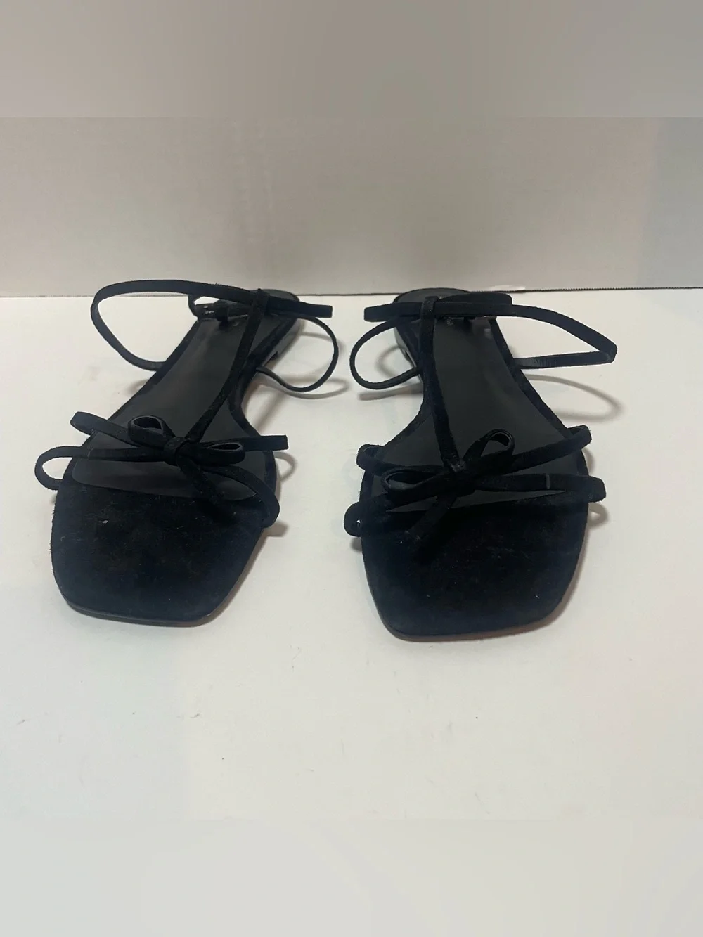 Reformation Maya Black Suede Flat Sandals Women’s Size 7.5